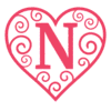 Letter n Valentine Stencils  printable free stencil, font, clip art, template, large alphabet and number design, print, download, diy crafts.