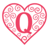Letter q Valentine Stencils  printable free stencil, font, clip art, template, large alphabet and number design, print, download, diy crafts.