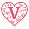 Letter v Valentine Stencils  printable free stencil, font, clip art, template, large alphabet and number design, print, download, diy crafts.