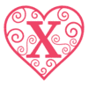 Letter x Valentine Stencils  printable free stencil, font, clip art, template, large alphabet and number design, print, download, diy crafts.