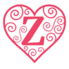 Letter z Valentine Stencils  printable free stencil, font, clip art, template, large alphabet and number design, print, download, diy crafts.