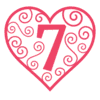 Letter 7 Valentine Stencils  printable free stencil, font, clip art, template, large alphabet and number design, print, download, diy crafts.