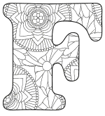 Free printable F - coloring letter.abc alphabet colouring coloring letter coloring sheet with pattern for kids and adults stencil, thick pattern typeface bold download svg, png, pdf, jpg pattern.