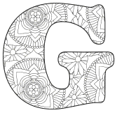 Free printable G - coloring letter.abc alphabet colouring coloring letter coloring sheet with pattern for kids and adults stencil, thick pattern typeface bold download svg, png, pdf, jpg pattern.