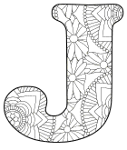 Free printable J - coloring letter.abc alphabet colouring coloring letter coloring sheet with pattern for kids and adults stencil, thick pattern typeface bold download svg, png, pdf, jpg pattern.