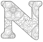 Free printable N - coloring letter.abc alphabet colouring coloring letter coloring sheet with pattern for kids and adults stencil, thick pattern typeface bold download svg, png, pdf, jpg pattern.