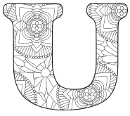 Free printable U - coloring letter.abc alphabet colouring coloring letter coloring sheet with pattern for kids and adults stencil, thick pattern typeface bold download svg, png, pdf, jpg pattern.