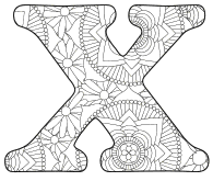 Free printable X - coloring letter.abc alphabet colouring coloring letter coloring sheet with pattern for kids and adults stencil, thick pattern typeface bold download svg, png, pdf, jpg pattern.