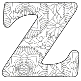 Free printable Z - coloring letter.abc alphabet colouring coloring letter coloring sheet with pattern for kids and adults stencil, thick pattern typeface bold download svg, png, pdf, jpg pattern.