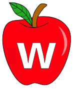 Free W - apple letter., red apple alphabet clipart, letter font stencil, letter font, numbers, pattern, template, clipart, printable alphabet letters and numbers, DIY, homemade, back to school, bulletin board, cricut, silhouette, coloring page, vector, svg.