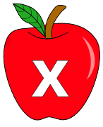 Free X - apple letter., red apple alphabet clipart, letter font stencil, letter font, numbers, pattern, template, clipart, printable alphabet letters and numbers, DIY, homemade, back to school, bulletin board, cricut, silhouette, coloring page, vector, svg.