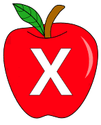 Free X  - apple clipart., red apple alphabet clipart, letter font stencil, letter font, numbers, pattern, template, clipart, printable alphabet letters and numbers, DIY, homemade, back to school, bulletin board, cricut, silhouette, coloring page, vector, svg.