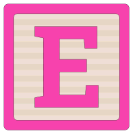 Free baby block alphabet letter E - baby block., stencil, pattern, template, clipart, printable alphabet letters and numbers, wooden blocks, building blocks, back to school, bulletin board, cricut, silhouette, coloring page, vector, svg.