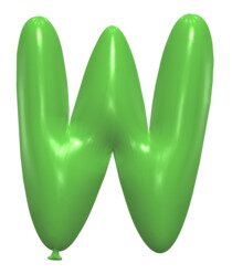 W - Balloon letter. Free printable balloon font, lettering, alphabet, clipart, downloadable, letters and numbers, happy birthday, generator, 3d.
