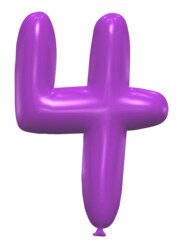 4 - balloon number. Free printable balloon font, lettering, alphabet, clipart, downloadable, letters and numbers, happy birthday, generator, 3d.