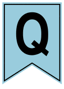 Q  - banner pennant. Custom pennant flag, DIY, stencil, pattern, template, clipart, printable alphabet letters and numbers, happy birthday sign, welcome sign, back to school, bulletin board, font, cricut, silhouette, vector, svg.