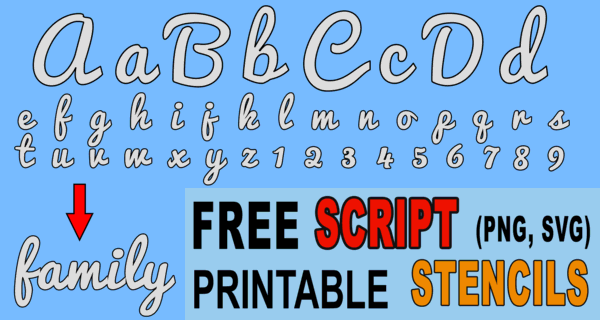 Bold Thick SCRIPT Letter Stencils (Number, and Alphabet Patterns)