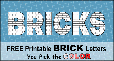 FREE printable brick letter font, stencil, patterns, font letters, numbers, and alphabet patterns. This font style lettering is great coloring pages, signs, bulletin boards, decorations, etc.