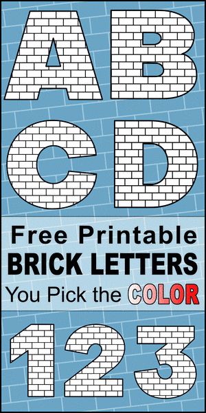 FREE printable DIY brick letter font, stencil, patterns, font letters, numbers, and alphabet patterns. This font style lettering is great coloring pages, signs, bulletin boards, decorations, etc.