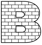 Free B - brick font., brick letter font stencil, letter font, numbers, pattern, template, clipart, printable alphabet letters and numbers, DIY, homemade, back to school, bulletin board, cricut, silhouette, coloring page, vector, svg.