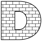 Free D - brick font., brick letter font stencil, letter font, numbers, pattern, template, clipart, printable alphabet letters and numbers, DIY, homemade, back to school, bulletin board, cricut, silhouette, coloring page, vector, svg.