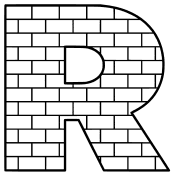 Free R  - brick letter., brick letter font stencil, letter font, numbers, pattern, template, clipart, printable alphabet letters and numbers, DIY, homemade, back to school, bulletin board, cricut, silhouette, coloring page, vector, svg.