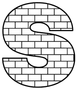 Free S  - brick letter., brick letter font stencil, letter font, numbers, pattern, template, clipart, printable alphabet letters and numbers, DIY, homemade, back to school, bulletin board, cricut, silhouette, coloring page, vector, svg.