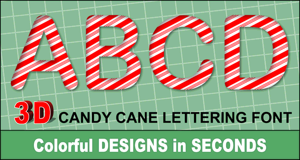 Candy Cane Clipart (Colorful 3D Christmas Font Lettering)