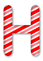 H - Candy cane letter. 3D Christmas, font, free, peppermint, stripes, candy cane, printable alphabet, letter, number, ornament, holiday, decoration, pattern, template, clipart design, vector, svg.