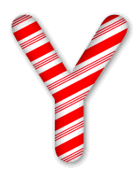 Y - Christmas font. 3D Christmas, font, free, peppermint, stripes, candy cane, printable alphabet, letter, number, ornament, holiday, decoration, pattern, template, clipart design, vector, svg.