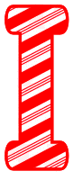Free I - Candy cane letter. Christmas, font, peppermint, stripes, candy cane, printable alphabet letters and numbers, ornament, decoration, pattern, template, clipart design, vector, svg.