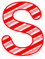 Free S - Christmas font. Christmas, font, peppermint, stripes, candy cane, printable alphabet letters and numbers, ornament, decoration, pattern, template, clipart design, vector, svg.