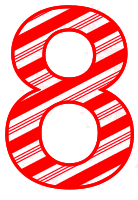 Free 8 - Candy cane letter.  Christmas, font, peppermint, stripes, candy cane, printable alphabet letters and numbers, ornament, decoration, pattern, template, clipart design, vector, svg.