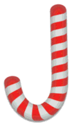 J - Candy cane font. Free printable candy cane stripes, font, alphabet letters and numbers, christmas, clipart, downloadable.