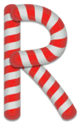 R - Candy cane letter. Free printable candy cane stripes, font, alphabet letters and numbers, christmas, clipart, downloadable.
