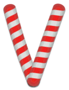 V - Candy cane clipart. Free printable candy cane stripes, font, alphabet letters and numbers, christmas, clipart, downloadable.