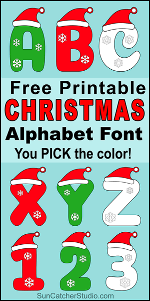 Printable Christmas font alphabet, DIY letter stencils with snow flakes. Use these number stencils, patterns, templates, clip art, designs (Holiday ornaments and decorations. Great for Cricut cutting machines, coloring pages and sheets.