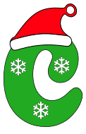 Free C - Christmas font. Alphabet, stencil, pattern, template, clipart, design, printable letters and numbers, ornament, decoration, holiday, cricut, coloring page, winter, window, monogram, a-z, let it snow,  vector, svg.