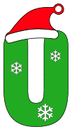 Free U - Christmas letter. Alphabet, stencil, pattern, template, clipart, design, printable letters and numbers, ornament, decoration, holiday, cricut, coloring page, winter, window, monogram, a-z, let it snow,  vector, svg.