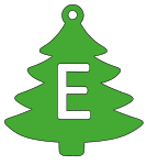E - Christmas tree. Free, font, Christmas, tree, alphabet, letter, number, pattern, template, stencil, outline, printable, clipart, ornament, decoration, winter, design, coloring page, vector, svg, print, download.