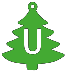 U - Christmas font. Free, font, Christmas, tree, alphabet, letter, number, pattern, template, stencil, outline, printable, clipart, ornament, decoration, winter, design, coloring page, vector, svg, print, download.