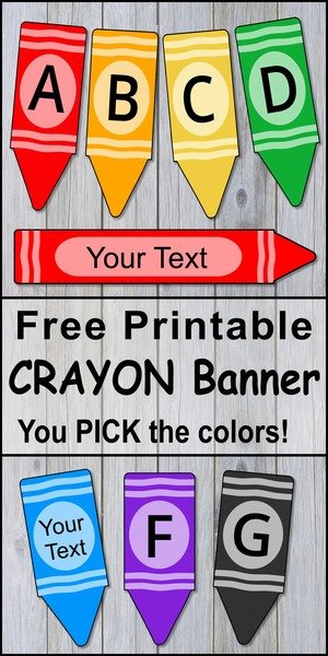 FREE printable Crayon Banner letters, numbers, and alphabet stencils and patterns.