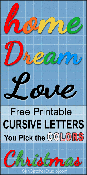 FREE printable cursive letters font, DIY, script font, handwriting, handwritten letters, stencil, patterns, bold, numbers, and alphabet patterns. This font style lettering is great for signs, t-shirts, bulletin boards, decorations, etc.