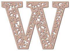 Free W  - floral font. Floral letter, flower font stencil, letter font, numbers, pattern, carving, template, clipart, printable alphabet letters and numbers, DIY, homemade, back to school, bulletin board, cricut, silhouette, coloring page, vector, svg.