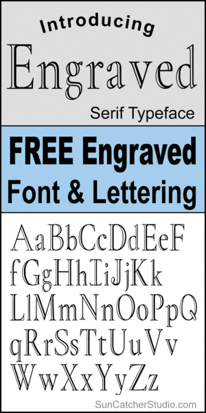 FREE engraved serif font, elegant font, svg, display, multi-line, cut-out, DIY, invitations, lettering, stencil, retro, modern, number, pattern, template, clipart, printable alphabet letters, homemade, bulletin board, cricut, silhouette, vector.