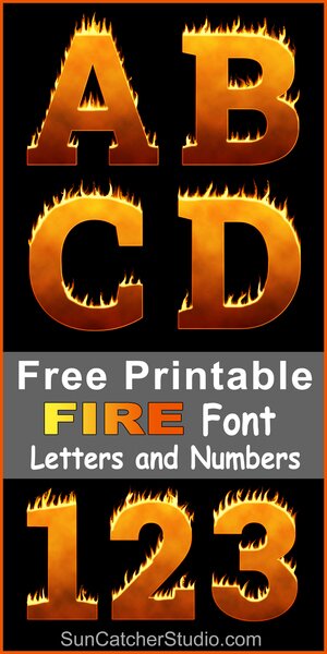 Free printable fire font, flames, clipart, DIY, downloadable, flaming letters, numbers, alphabet.