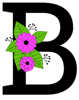 Letter B with flowers. Flower font, floral, letter, free printable alphabet letter and numbers, typeface, style, stencil, pattern, template, clipart, DIY, homemade, back to school, bulletin board, vector, svg.