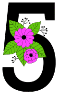 5 - flower font. Flower font, floral, letter, free printable alphabet letter and numbers, typeface, style, stencil, pattern, template, clipart, DIY, homemade, back to school, bulletin board, vector, svg.