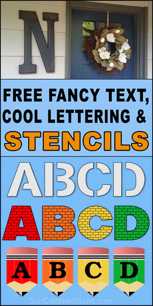 FREE cool fonts, fancy text, cool lettering, alphabet stencils, number stencils, printable letters, patterns, templates, large, big, DIY.