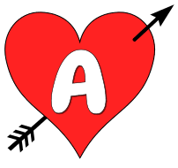 Free A - heart arrow. font stencil, pattern, template, clipart, design, printable alphabet letters and numbers, heart, love, cricut, coloring page, monogram, a-z, vector, svg.